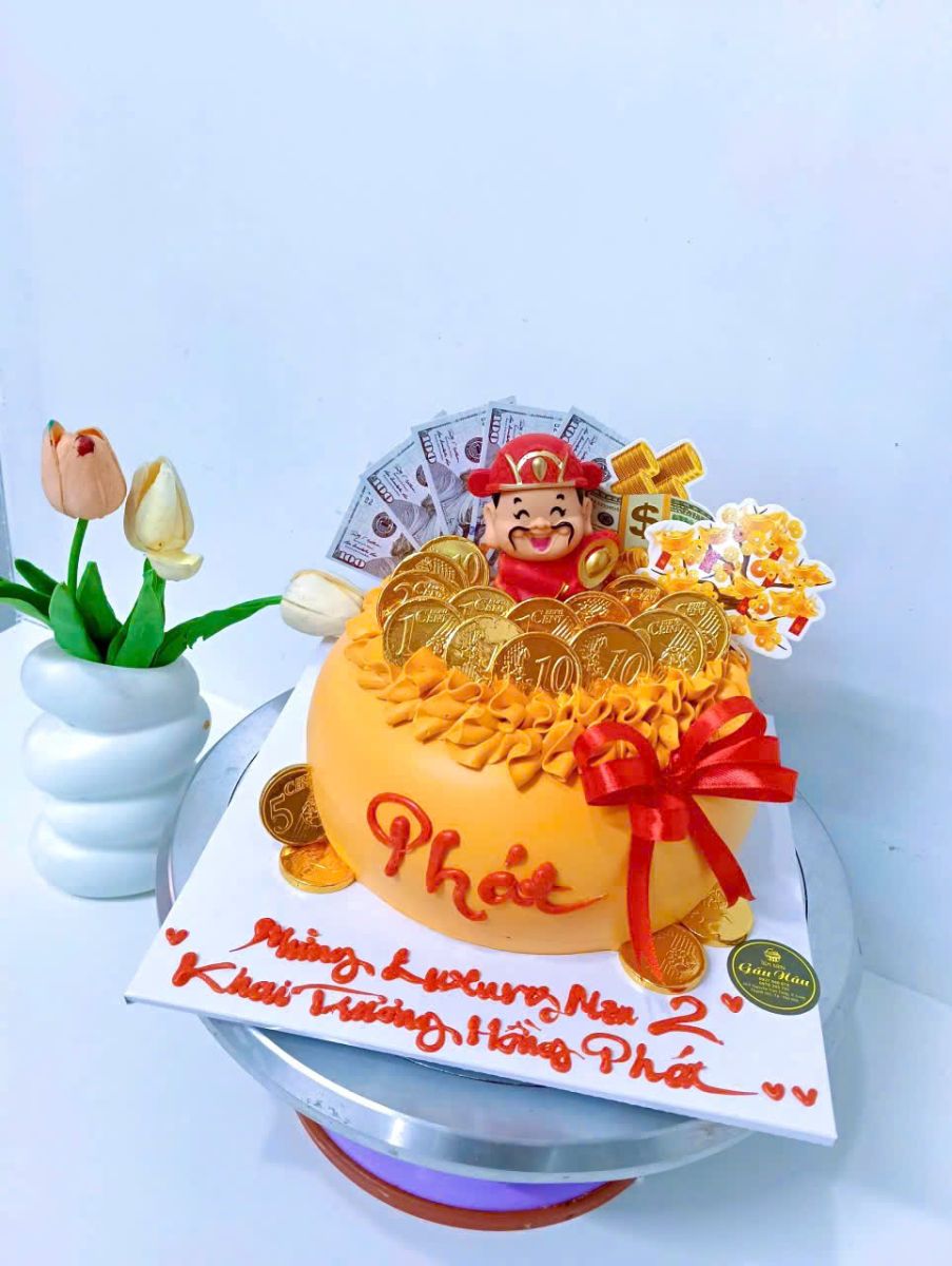 Mẫu bánh kem hủ vàng phát tài phát lộc