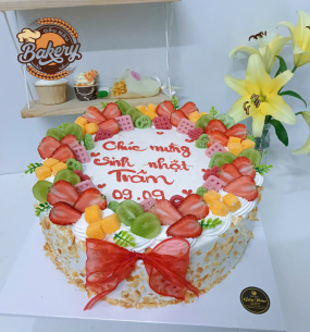 Bánh Kem Bắp Phô Mai Kết Hợp Trang Trí Trái Cây