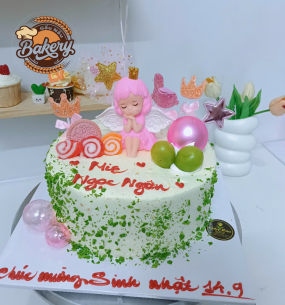 Mẫu Bánh Kem Sinh Nhật Mix Trang Trí Công Chúa & Trái Cây