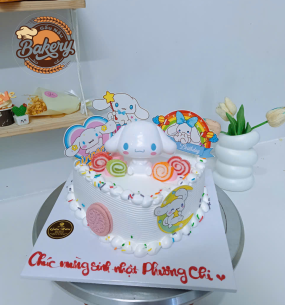 Bánh Kem Decor Hình Cún Con Có Kẹo Dẻo Chupa Chups