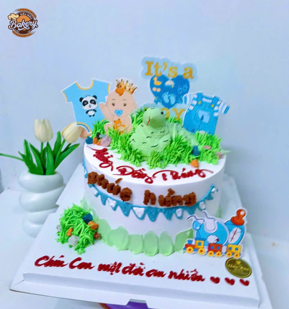 Bánh Kem Sinh Nhật Hoạt Tiết Thú Mini