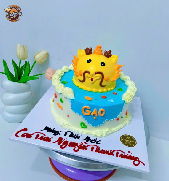 Bánh Kem Sinh Nhật Hoạt Tiết Thú Mini