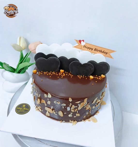 Mẫu Bánh Kem Sinh Nhật Hoạ Tiết Hình Trái Tim