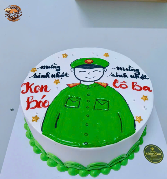 Mẫu Bánh Kem Sinh Nhật Trang Trí Chú Bộ Đội