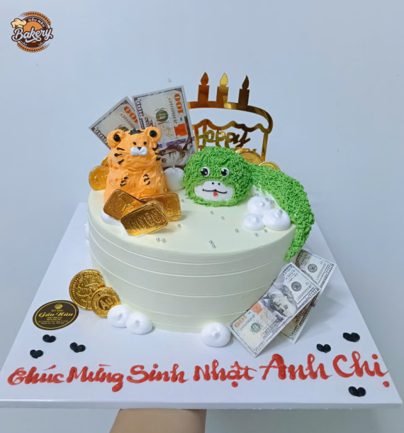 Bánh Kem Sinh Nhật Kết Hợp Hình 2 Con Thú
