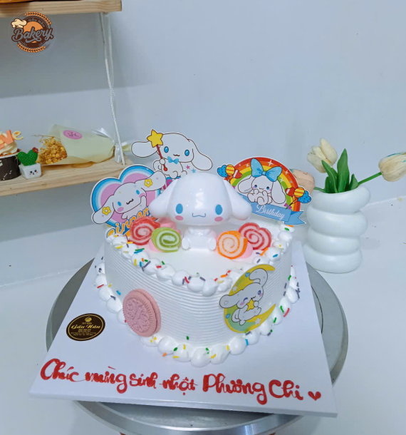 Bánh Kem Decor Hình Cún Con Có Kẹo Dẻo Chupa Chups